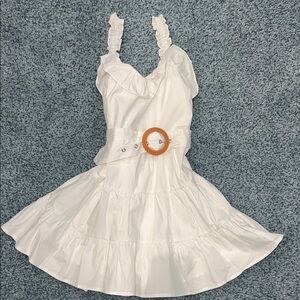 Elegant White Ruffled Mini Dress
